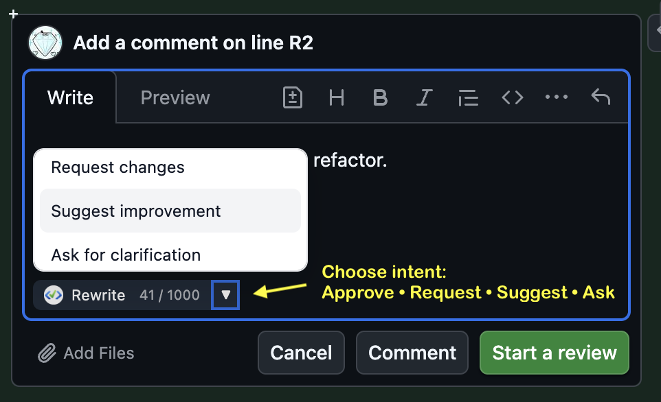 Intent control feature